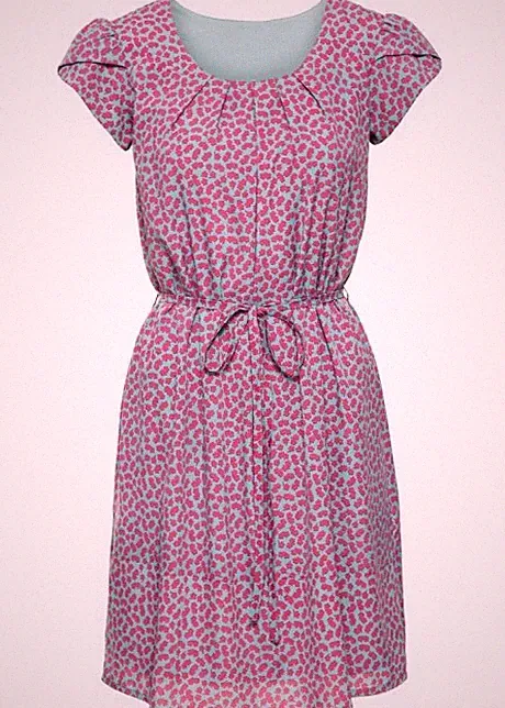 Kurzärmliges Kleid mit Bindeband Gr.36