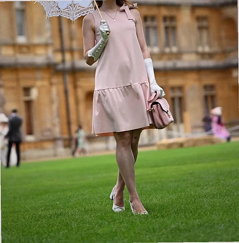 Kurzes rosa Kleid 20er Jahre Stil Schleife Volant, Gr M 38 Elegant Hochzeitsgast