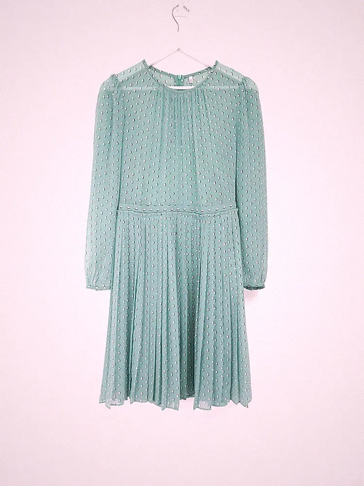 L.K. Bennett Kleid Größe 10 Grün Arie Plissee Chiffon Anlass Hochzeit Gast
