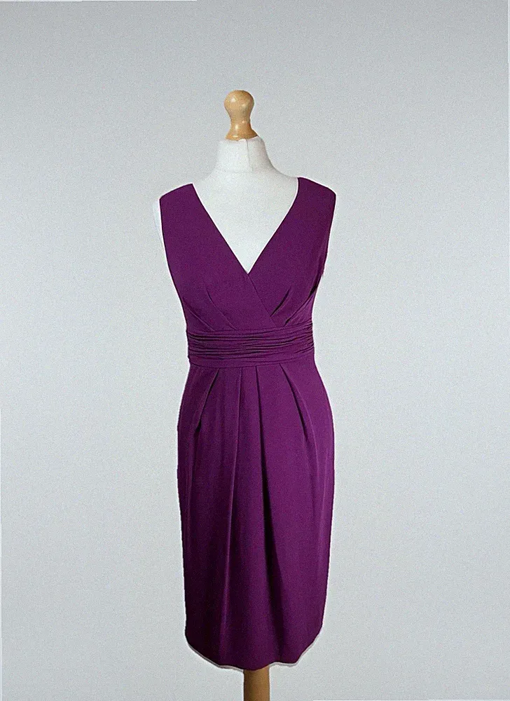 L K Bennett Kleid Größe UK 8 lila Party formell Anlass Hochzeit Gast V-Ausschnitt