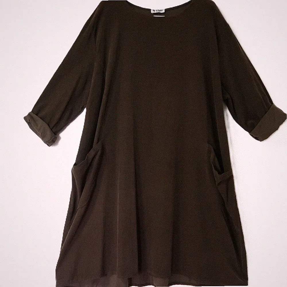La Bass Lagenlook Long Kleid Babycord 46-48-50-52 A-Linie Seitentaschen braun