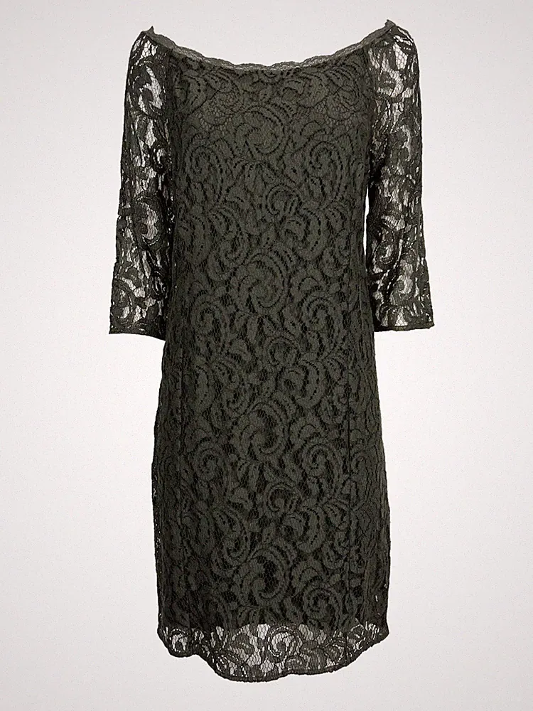 LA FEE MARABOUTEE Damen Kleid Spitze grün 50% Baumwolle FA5761 MADE IN ITALY