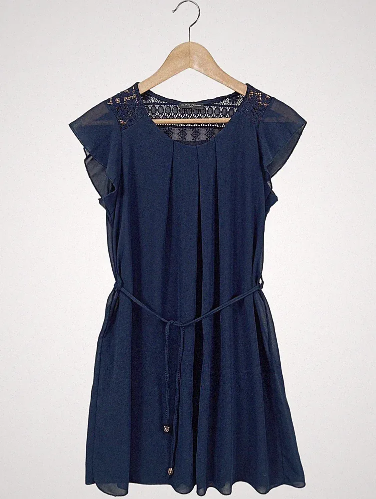 LA PETITE FRANCAISE A-Linien Kleid Damen Kleid Gr. DE 38 blau Elegant