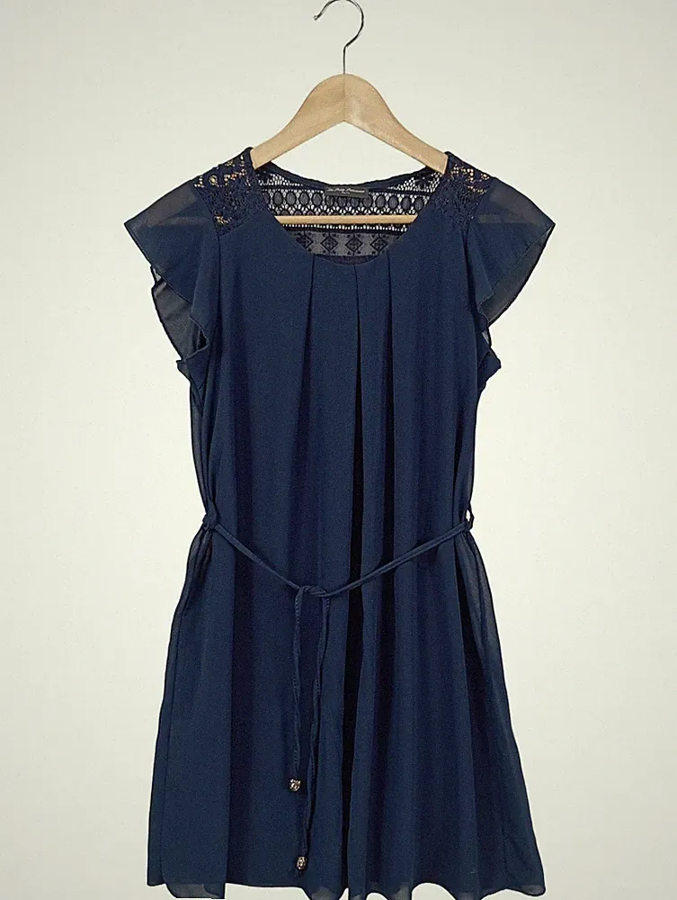LA PETITE FRANCAISE A-Linien Kleid Damen Kleid Gr. DE 38 blau Elegant