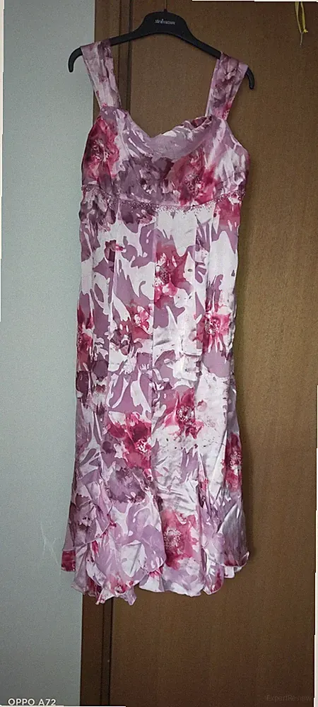 LADY DAY SEIDENKLEID FUCHSIA GEMUSTERT Gr. 48