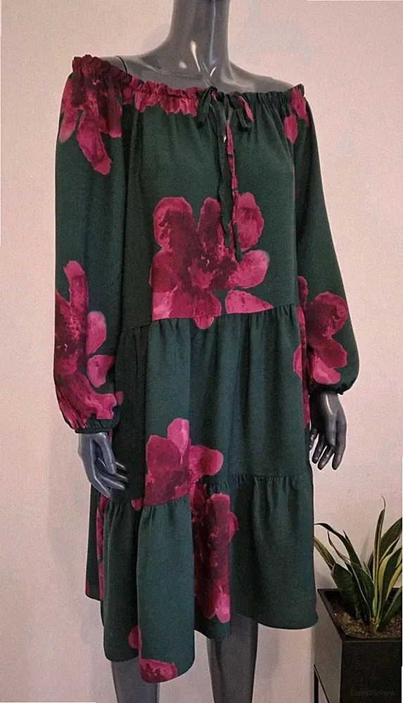 Lässig geschnittenes Kleid Carmenkleid A-Linie Langarm Viskose 40 42 44