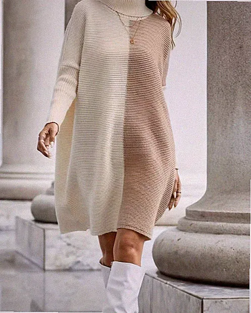 Lässiges Kleid im pversize Schnitt Frühling- Herbst Kleid langarm, Damenkleid