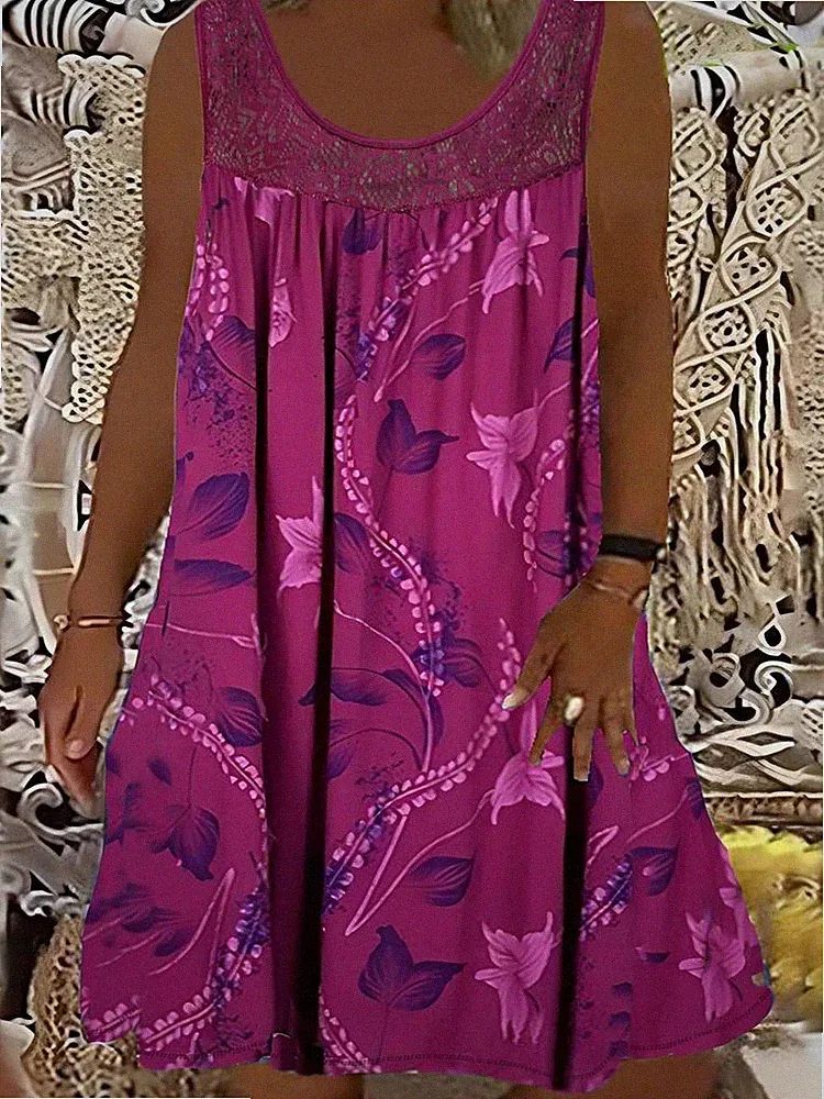 Lagenlook Curvy Tank Kleid fuchsie 5XL (54/56) A-Linie Hängerchen Übergröße NEU