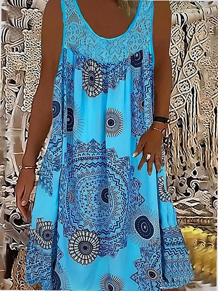 Lagenlook Ethno Tank Kleid türkis 5XL (54/56) A-Linie Hängerchen Übergröße NEU