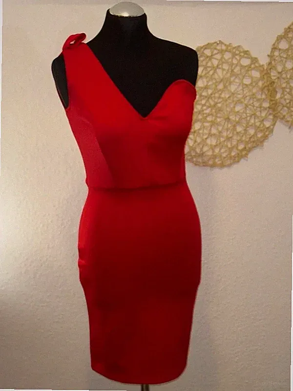 Laleto Kleid Rot Gr. S 36 One Shoulder Etuikleid