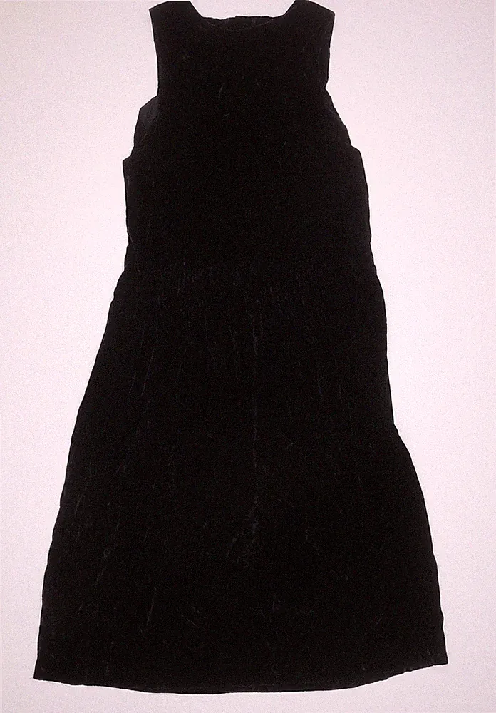 Lands' End Damen schwarz Samt A-Linie ärmelloses Kleid Gr. 12