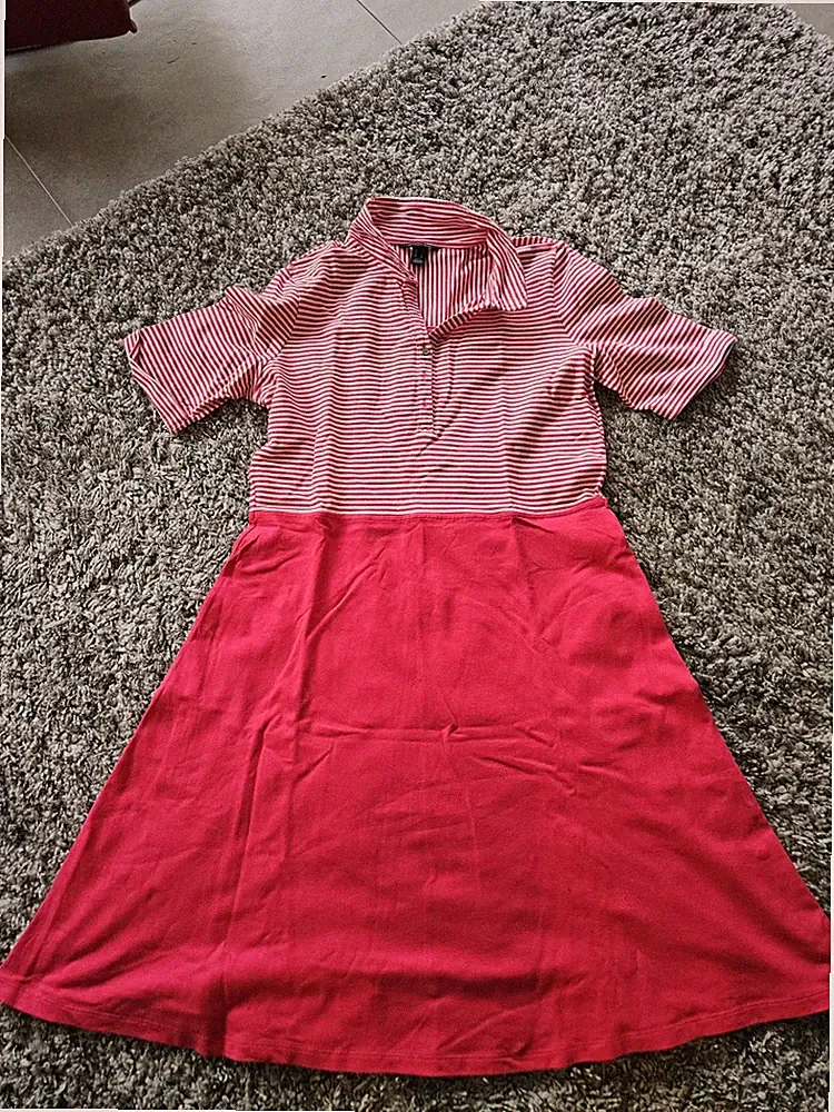 Lands End Kleid Gr. L / 42 gestreift pink weiß A-Linie