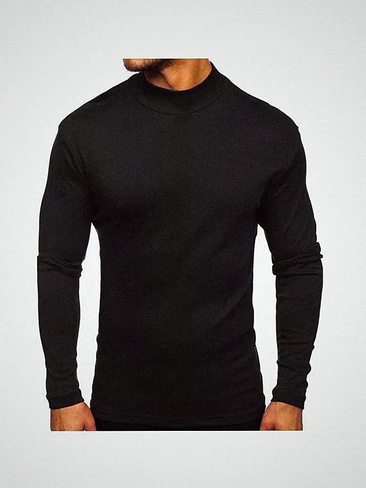 Langarm-Shirt Herren Unten Outdoor Funktionsjacke Schwarz Hals Hoch Skinny 93032