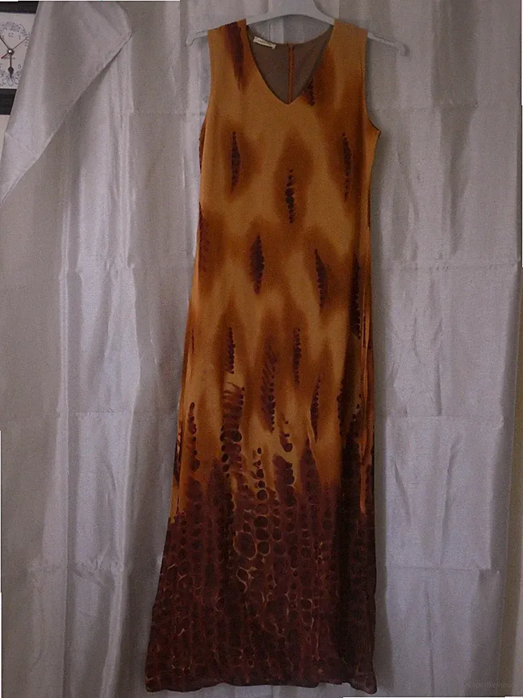 LANGES MAXI Kleid FRÜHLING SOMMER Damen Größe 40 M braun gefüttert
