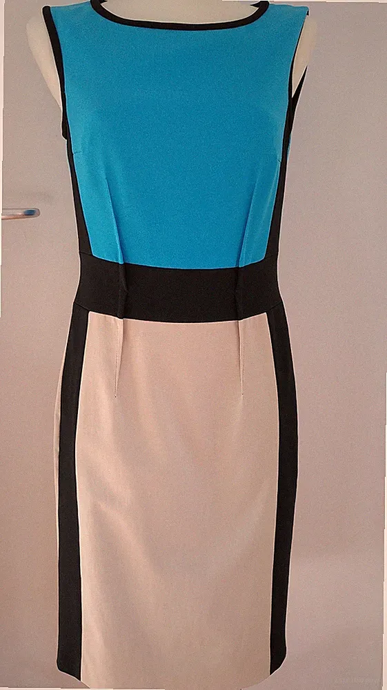Laurèl Kleid Etuikleid, Schwarz/Ecru/Türkis, Größe: 38, NEU