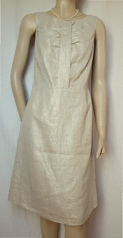 Laura Ashley Cocktailkleid 38 gold beige Hochzeit festlich Leinen Kleid