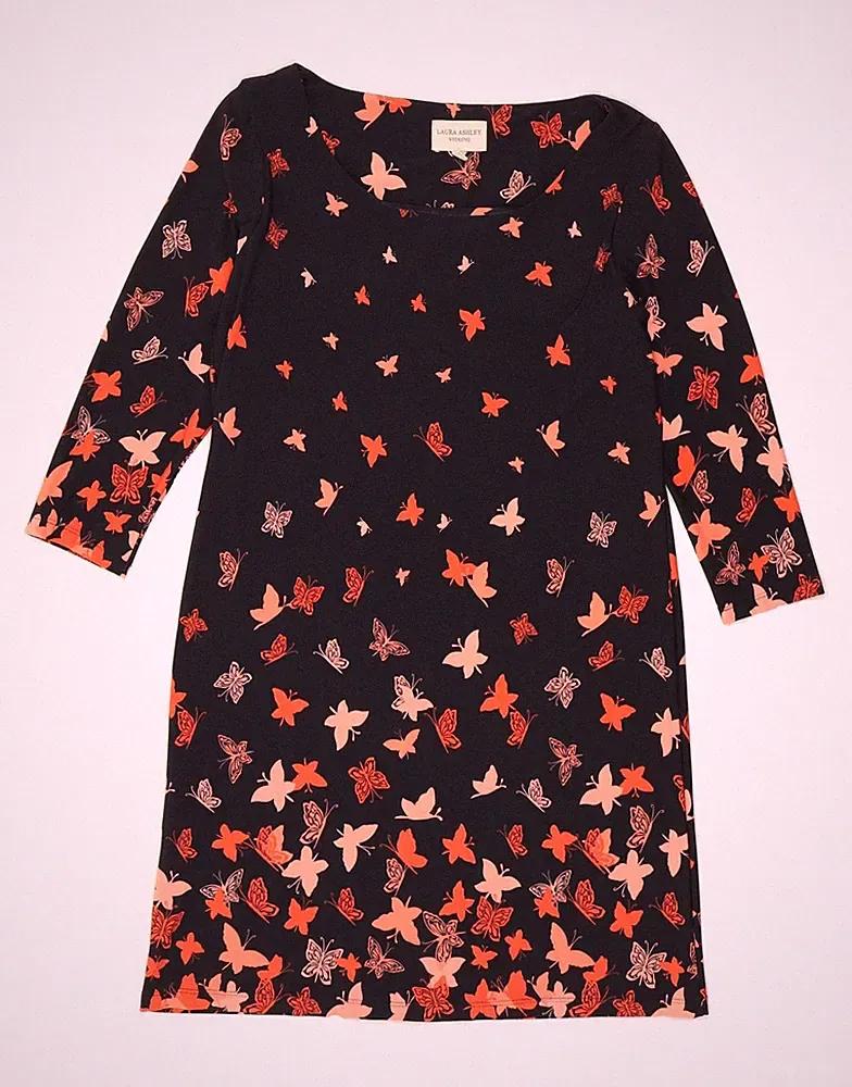 Laura Ashley Damen Weekend Etuikleid UK 10 Small schwarz Schmetterling AN02