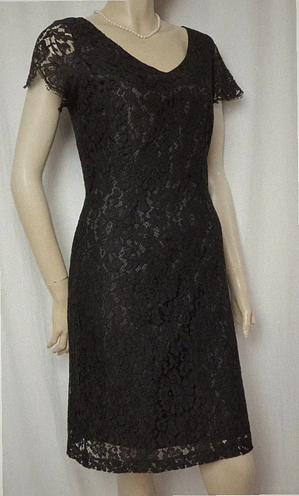 Laura Ashley Kleid 36 schwarz Spitze Hochzeit festlich vintage Abend Fest
