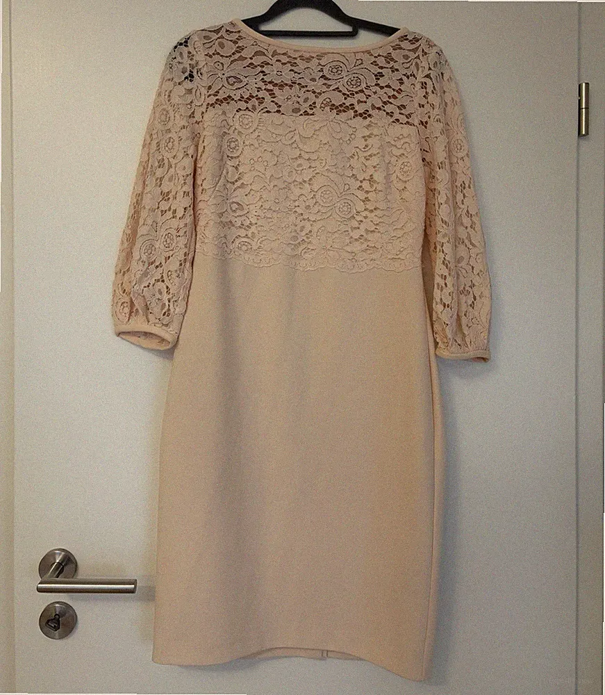 Lauren Ralph Lauren Damen Etuikleid rosa Spitze Blumen 3/4-Arm knielang 2