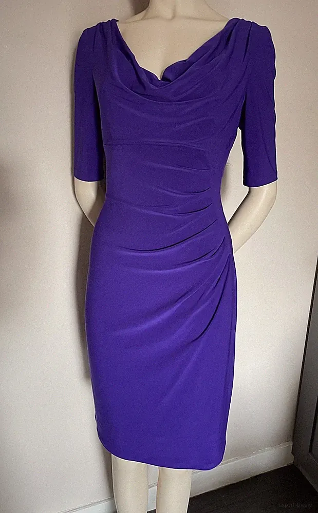 Lauren Ralph Lauren Damen lila Tag Polyestermischung Etui-Kleid UK 10/12