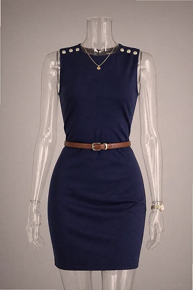 Lauren Ralph Lauren Etuikleid | Dunkelblau | Gr. 6 (S/M) | Gold-Details | Chic