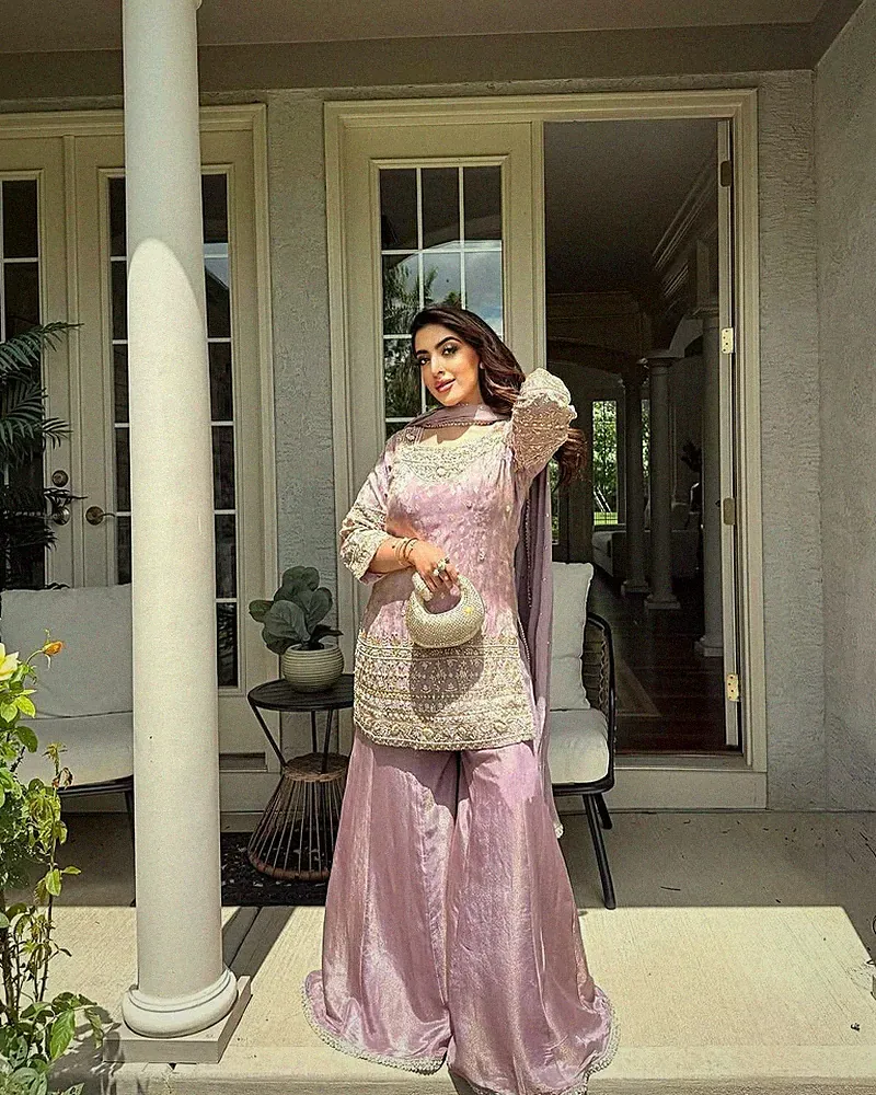 Lavendel Pakistani Salwar Kameez Abendkleid Bollywood Hochzeitsgast Party
