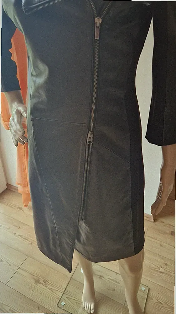 LEDERKLEID ETUIKLEID MINIKLEID MIT STRECHEINSATZ EDEL ELEGANT Gr.40