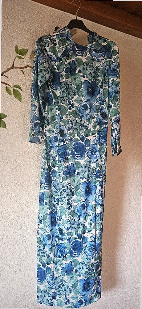 leichtes Retro Kleid Langarm figurbetont vintage DDR Einzelstück