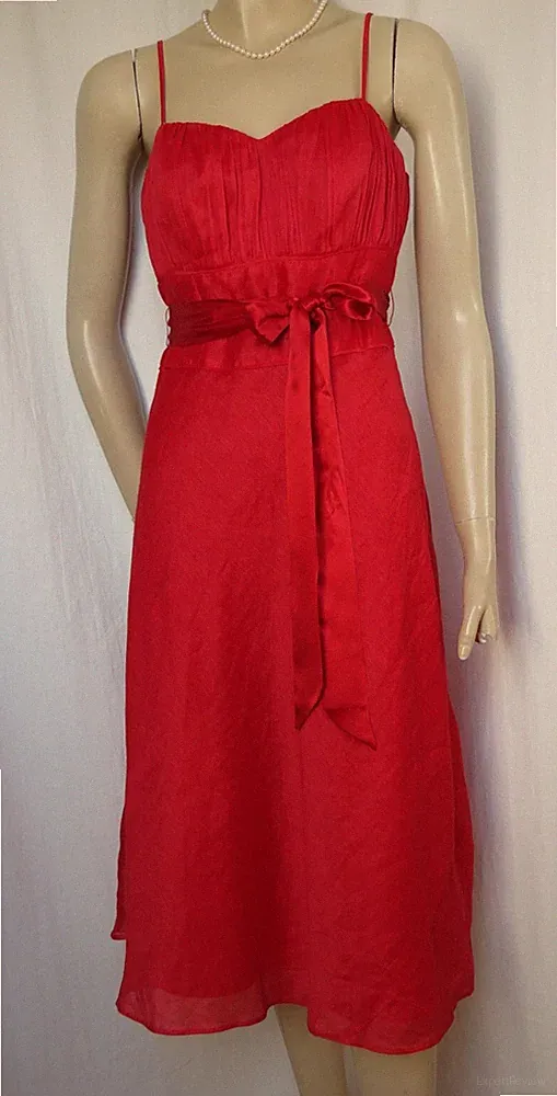 Leinen Kleid 36 rot uni Hochzeit Leinenkleid festlich Leinen Seide Monsoon