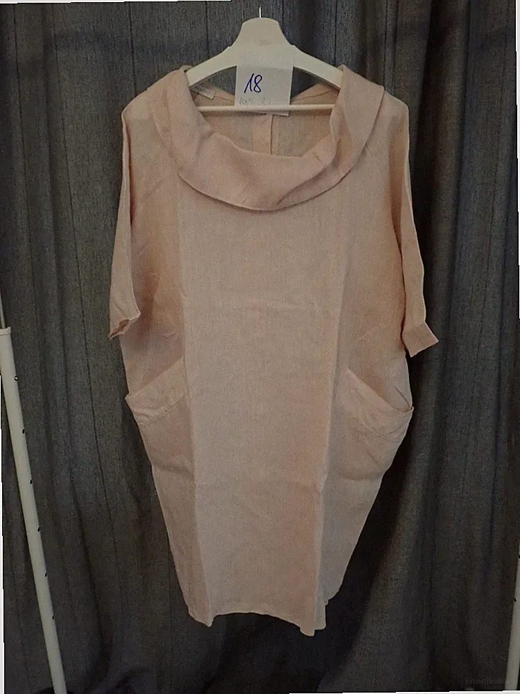 Leinenkleid für den Sommer/GrößeM-L/altrosa mit Knopfleiste am Rücken/Taschen