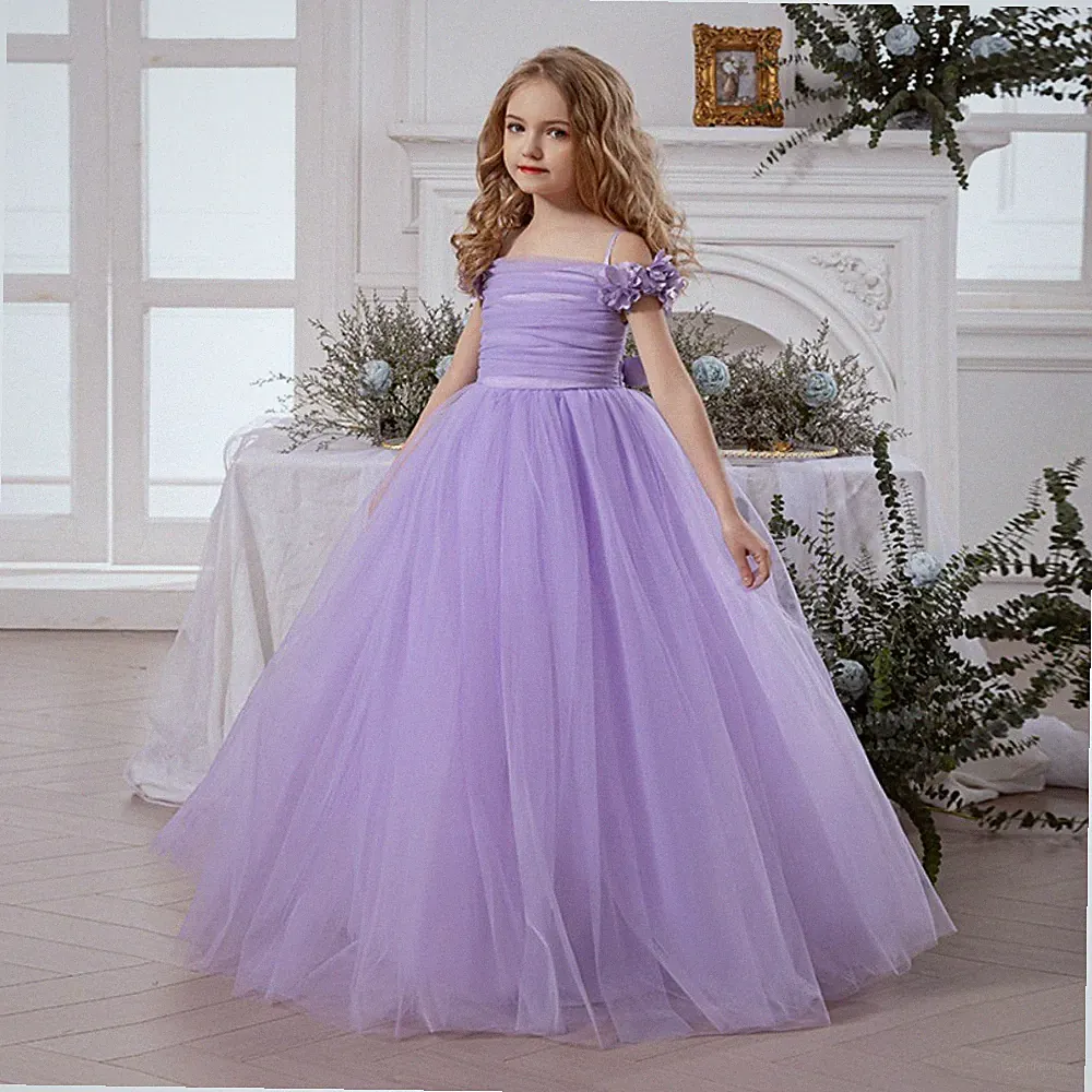 Lila Abendkleid Mädchen Geburtstag Tanz Moderator Prinzessin Kleid*.