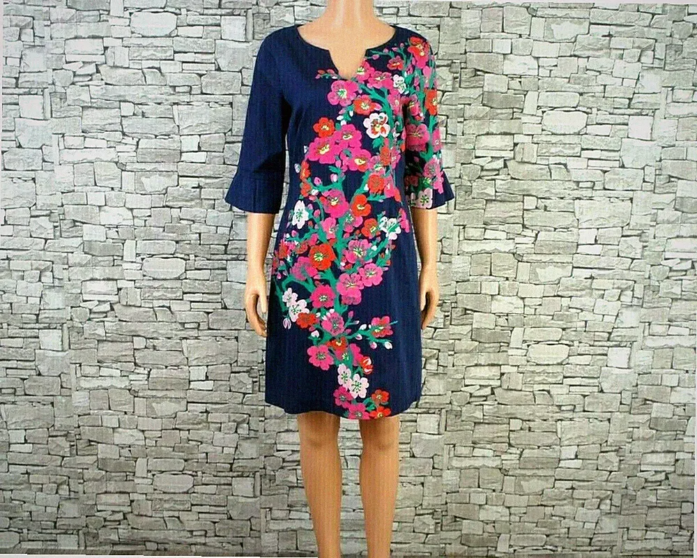 LILLY PULITZER DAMEN FEST PARTY KLEID DUNKELBLAU MULTICOLOR 38