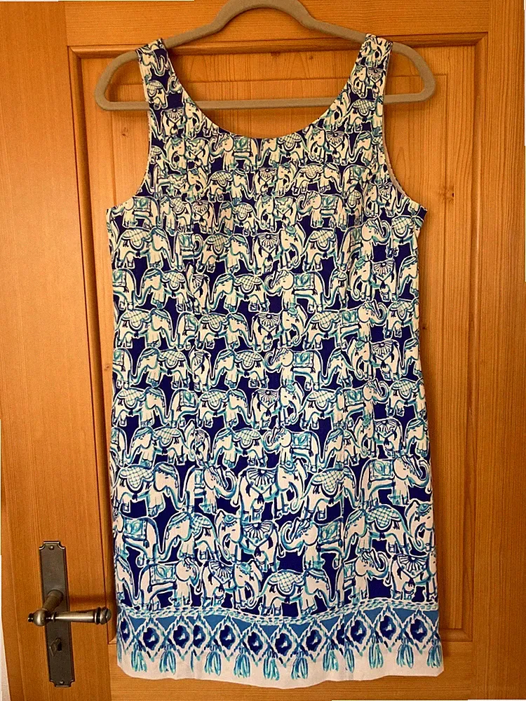 Lilly Pulitzer * Kleid mit Elefanten * Gr. L * blau/weiß * neuw..