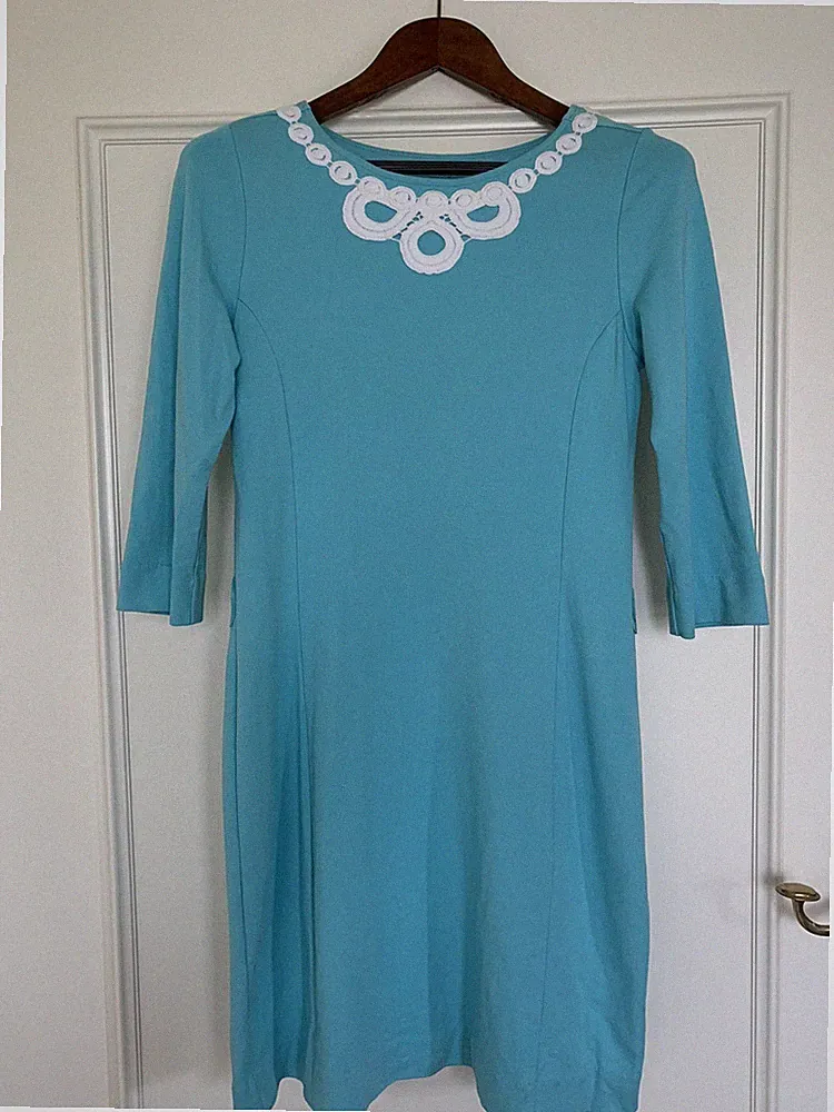 LILLY PULITZER Shirt-Kleid M 38 Freizeit-Kleid 💕 Etuikleid Blau Hellblau