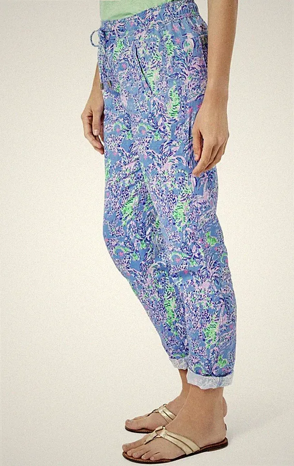 LILLY PULITZER - TARON PANT BLUE PERI THE TURTLE PACKAGE Size M 86,99£