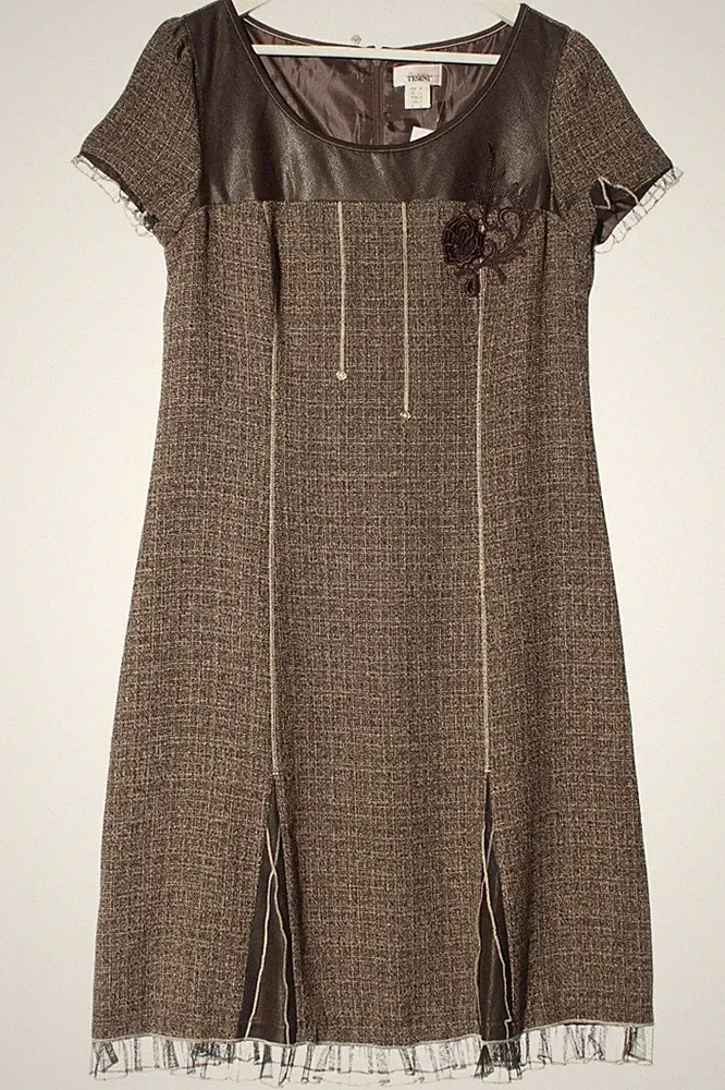 LINEA TESINI A-Linien Kleid Damen Kleid Gr. DE 40 braun Casual-Look