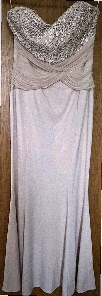 Lipsy London Maxikleid taupe verziert UK 16 Hochzeit Gast Ballkleid
