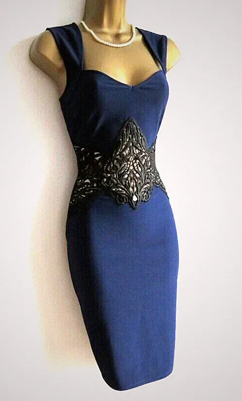 Lipsy Marine Bodycon Kleid Größe 16 Anlass Party Hochzeit Gast Brautmutter