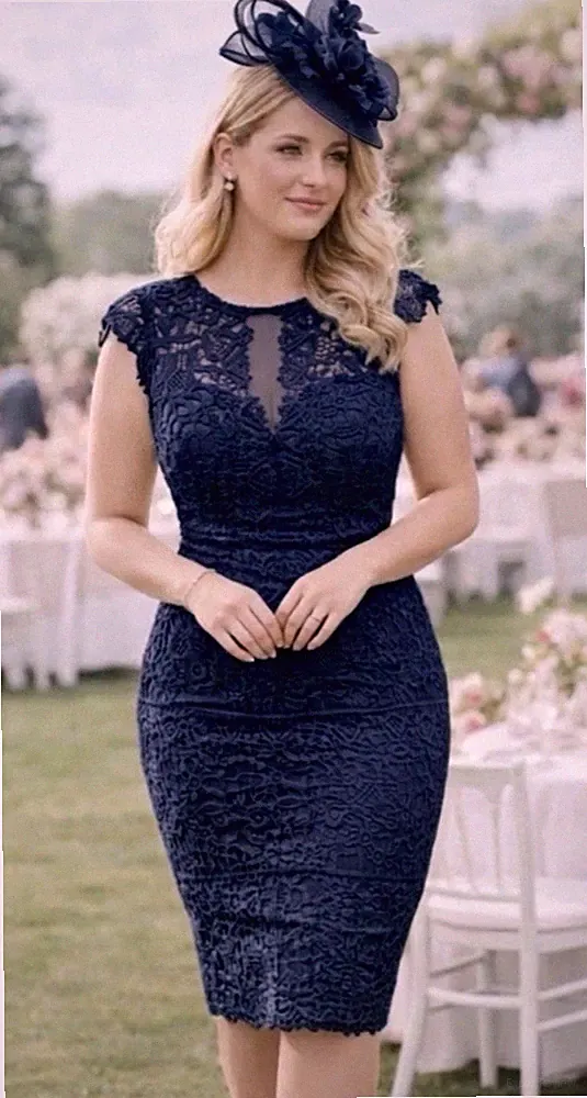 Lipsy Marineblau Bodycon Kleid Größe 12 Spitze Anlass Hochzeit Gast Abend Party