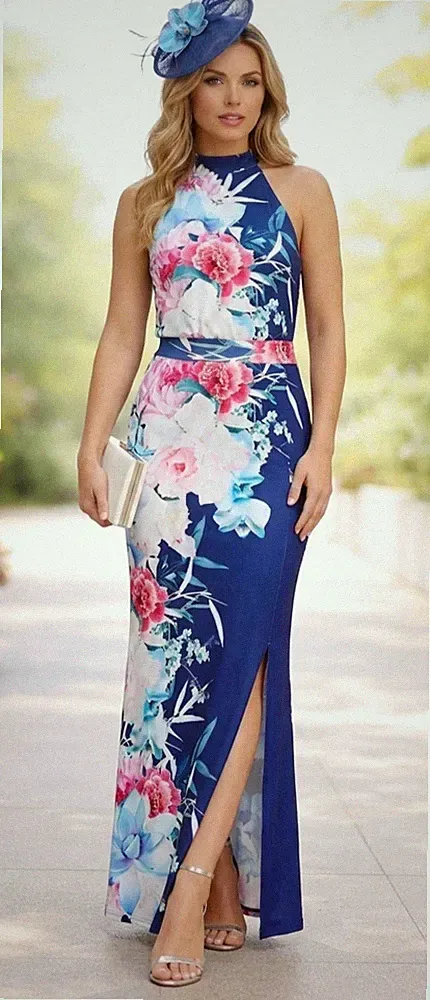 Geteilte Ärmel Blumenkleid