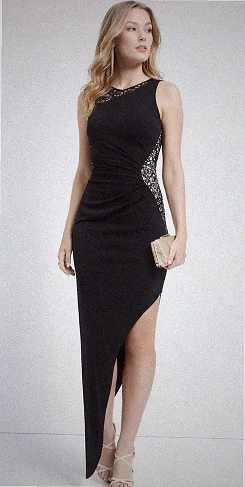 Lipsy schwarz Pailletten Maxikleid 14 Party Anlass Abschlussball Abend Hochzeit Gast Kleid