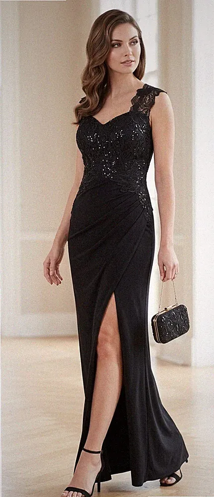 Lipsy schwarzes Maxikleid 16 UK Anlass Abend Party Spitze Hochzeit Gast zierlich