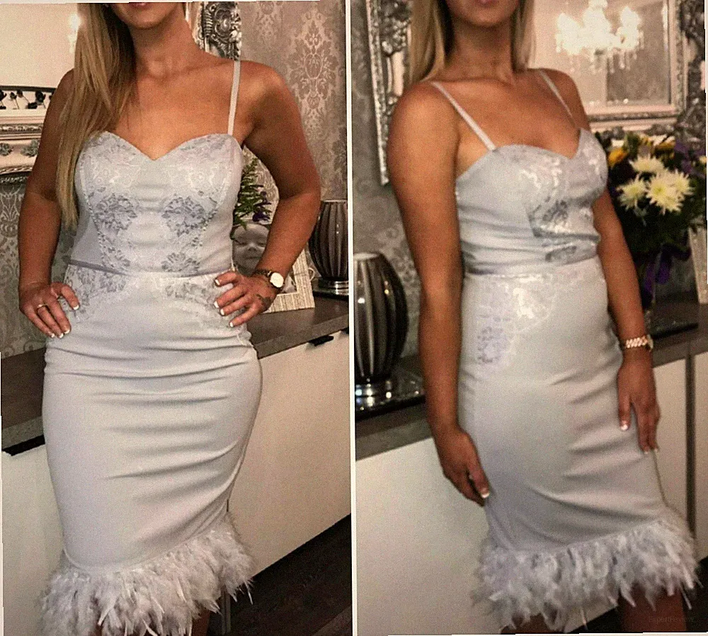 Lipsy VIP Midikleid silbergrau 12 Federsaum Spitze figurbetont Party Hochzeit Gast