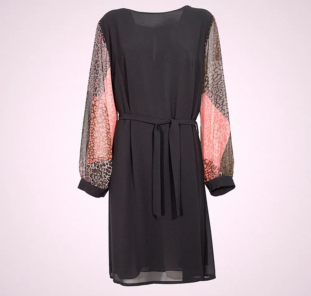 LISA KOTT Damen Kleid Curvy Style Farbe Lachs Schwarz Made in Italy