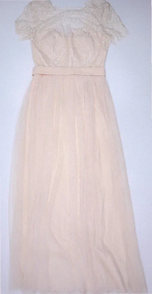Little Mistress Damen beige Größe 10 Maxi Spitze Hochzeitsgast Kleid