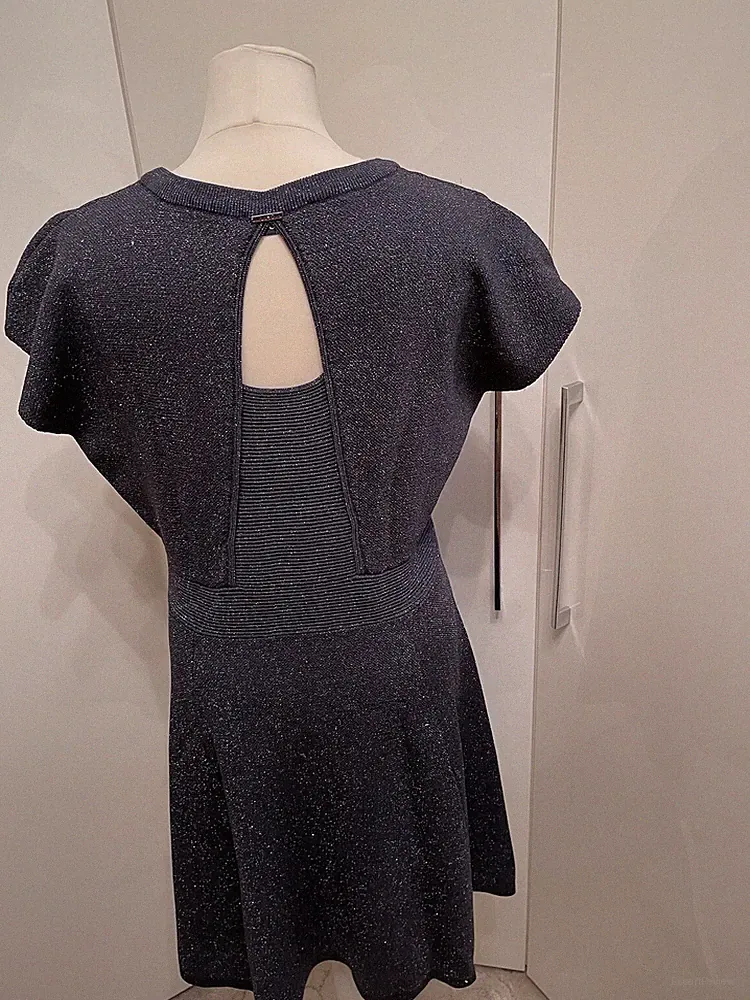 Liu Jo Kleid Gr. XL kurzärmlig blau Metallic, Neu ohne Etikett, NP 199€
