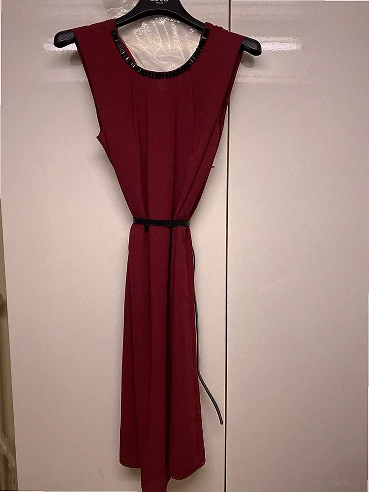 Liu Jo Milano Luxus Kleid Cocktail Fließend Bordeaux 36 Neu Etikett