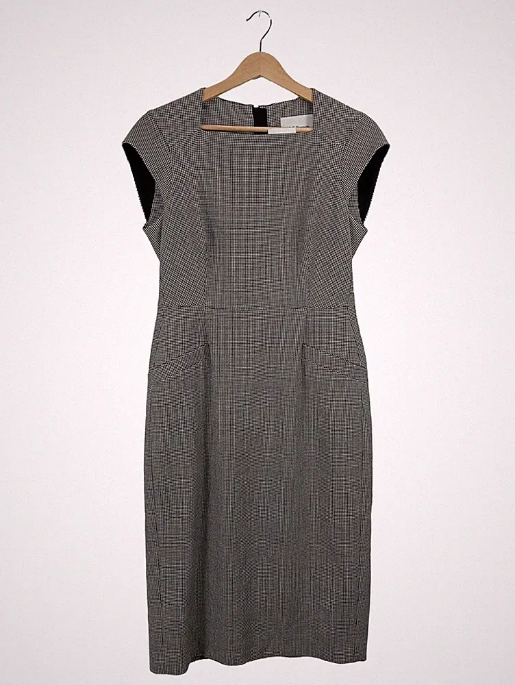 LK Bennett Businesskleid Damen Gr. 40 Grau Hahnentritt Etuikleid
