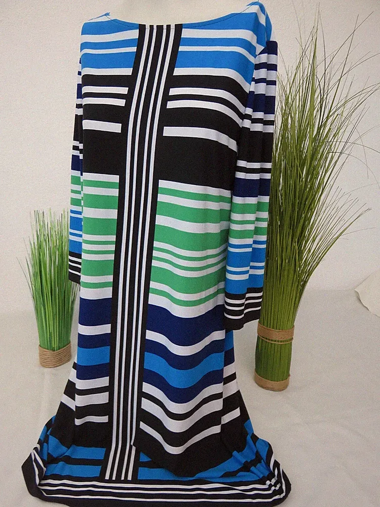 London Times -gestreiftes Stretch Kleid Größe 12 / 38 Damen Kleid leichte A-Form