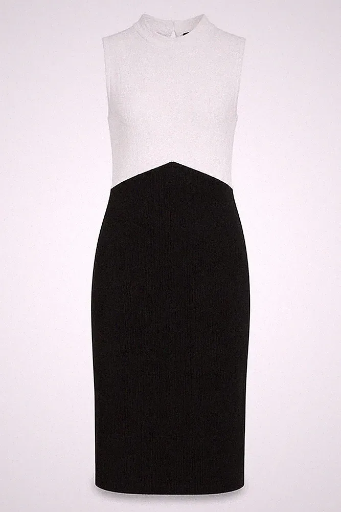 Long Tall Sally Damen Etuikleid Größe 10 Mehrfarbig Colourblock Hochgeschlossen